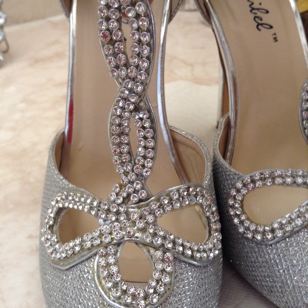 Prom Wedding Bridal Pageant Silver Rhinestone Heel - Picture 2 of 8